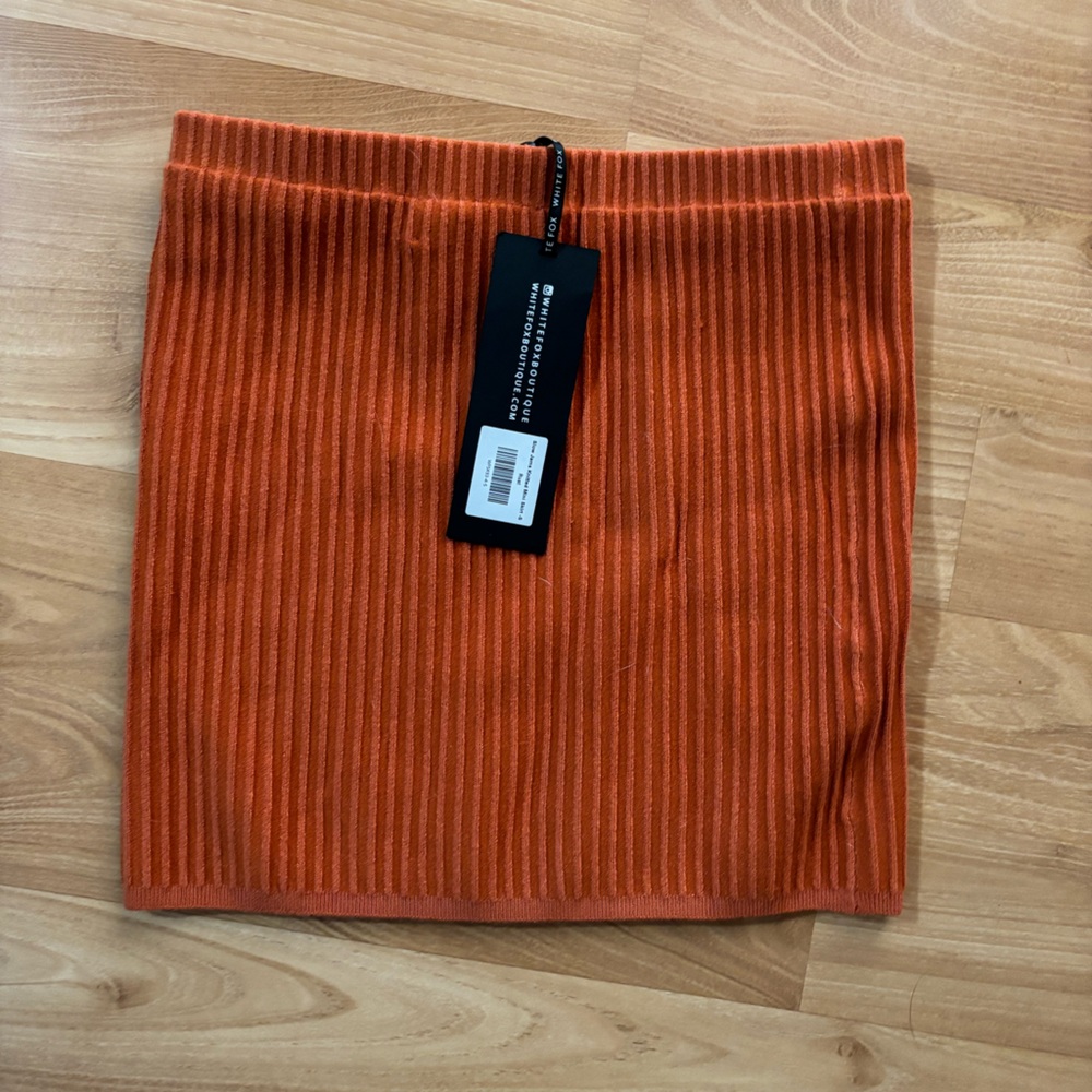 White fox tube mini skirt